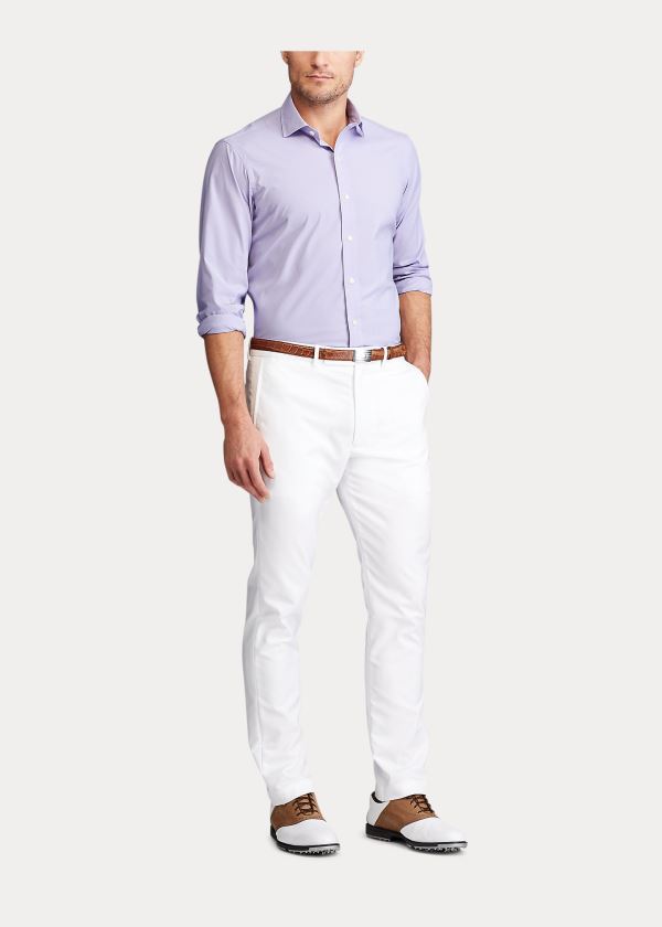 Camisa Ralph Lauren Hombre Morados Claro / Blancos - Performance Stretch - TENLS6483